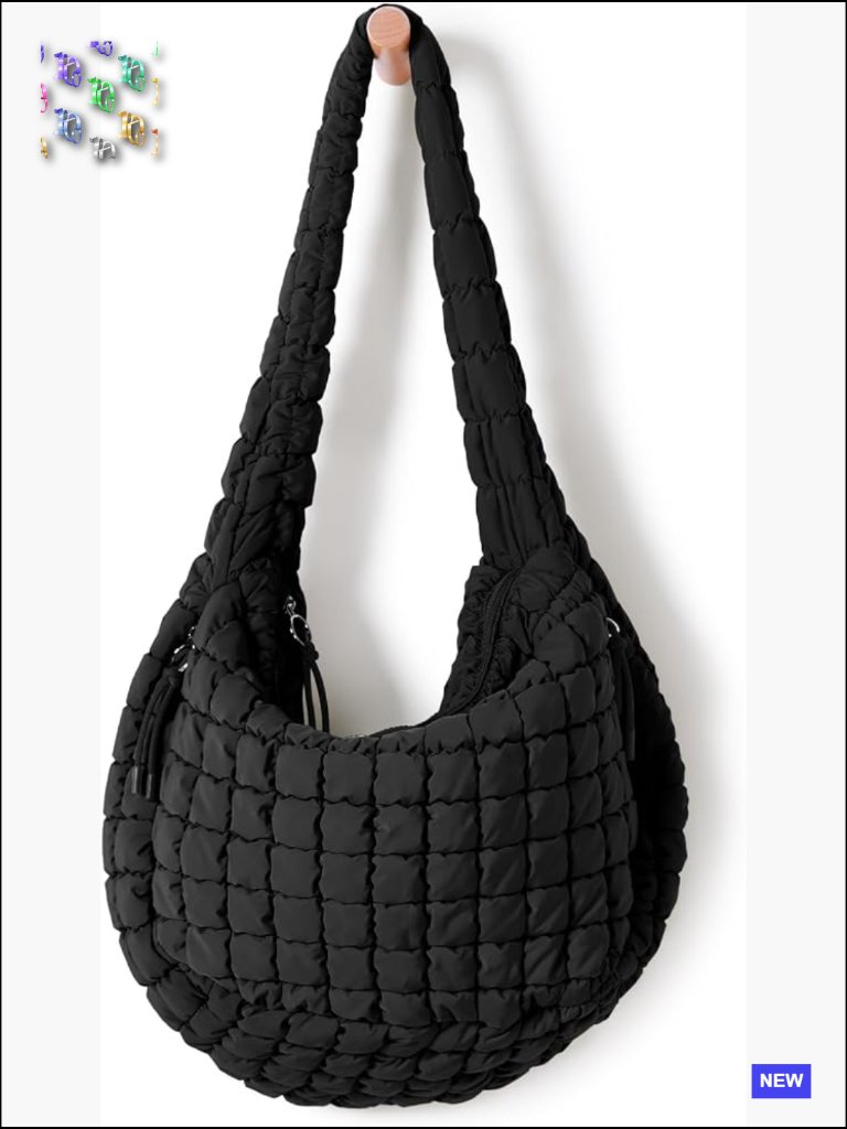 Quilted Tote Bag Crossbody Hobo Lightweight Padding Large Capacity Shoulder Bag